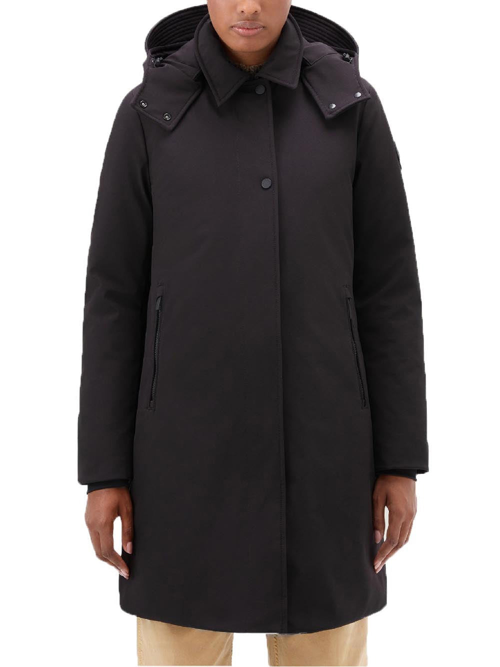 Trench Woolrich Firth Down Hooded da Donna - Nero