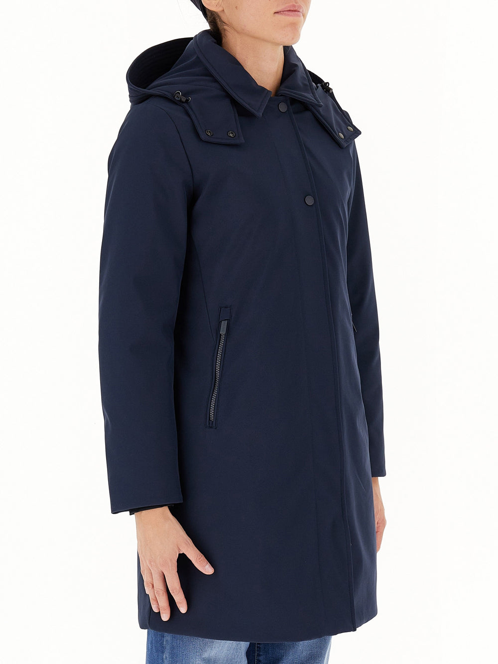 Trench Woolrich Firth Down Hooded da Donna - Blu