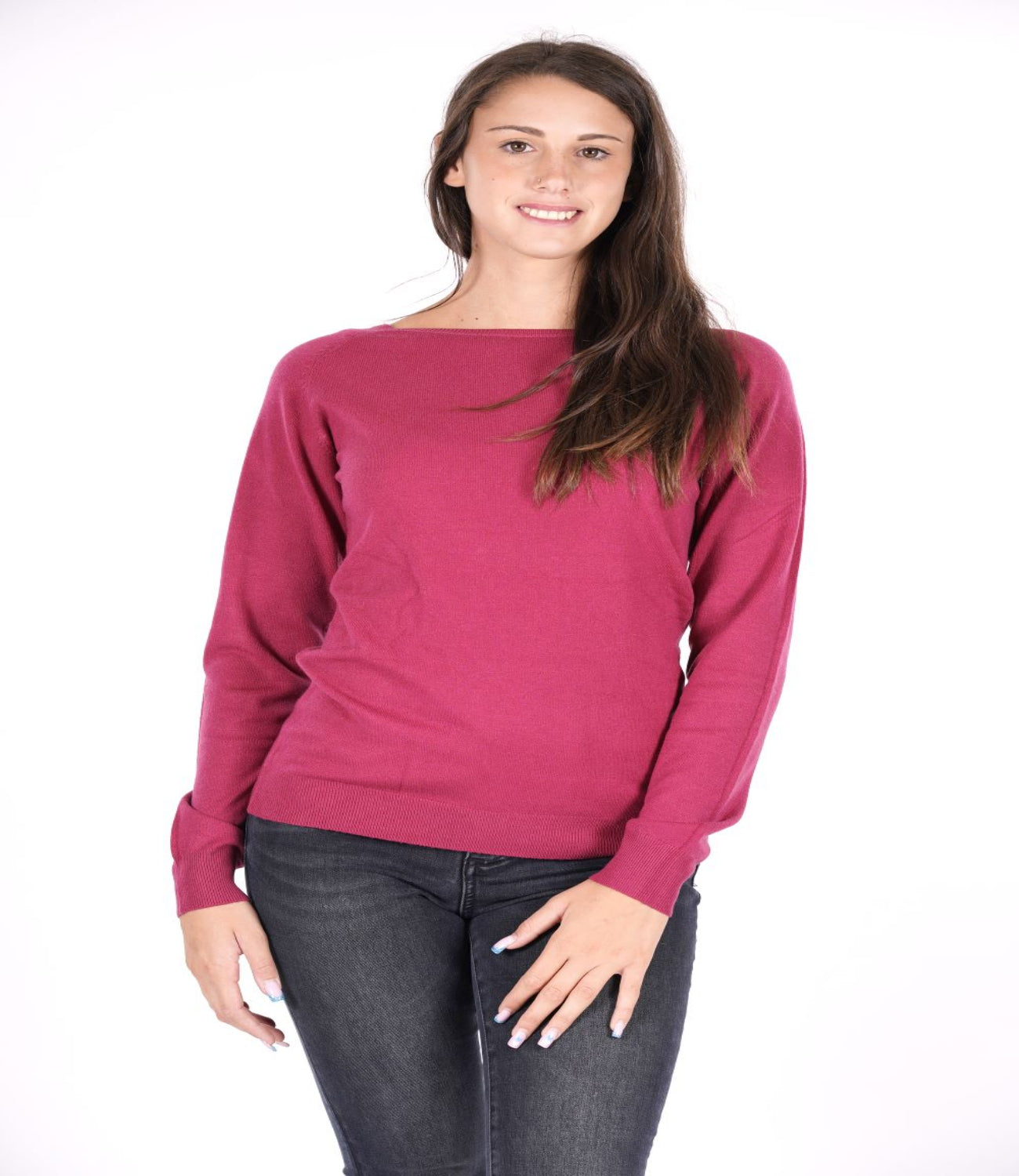 Yes Zee Maglia Donna Mod. M053RU00 0533 Fucsia Scuro