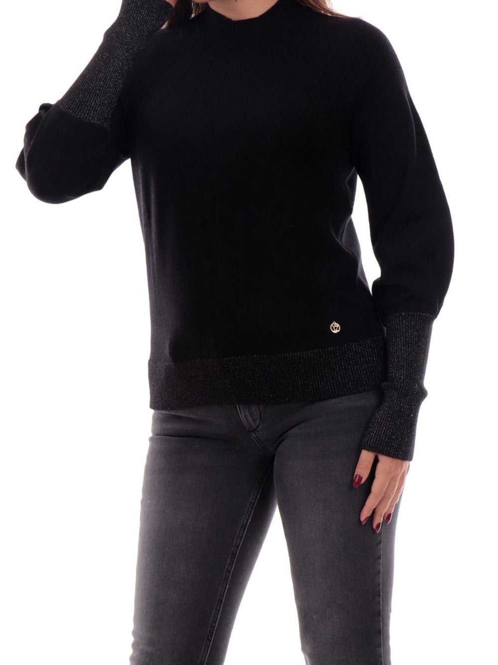 Pullover Collo Alto Yes Zee da Donna - Nero