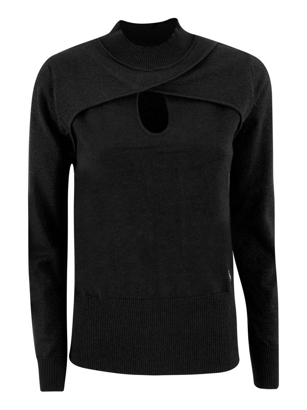 Pullover Collo Alto Yes Zee da Donna - Nero