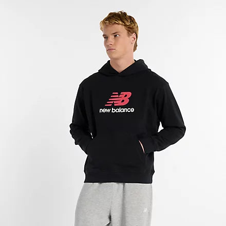 New Balance Felpa cappuccio Athletics French Terry Logo Hoodie - Nb Navy Uomo Mod. MT51512 BK Black Nero