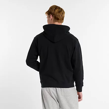 New Balance Felpa cappuccio Athletics French Terry Logo Hoodie - Nb Navy Uomo Mod. MT51512 BK Black Nero