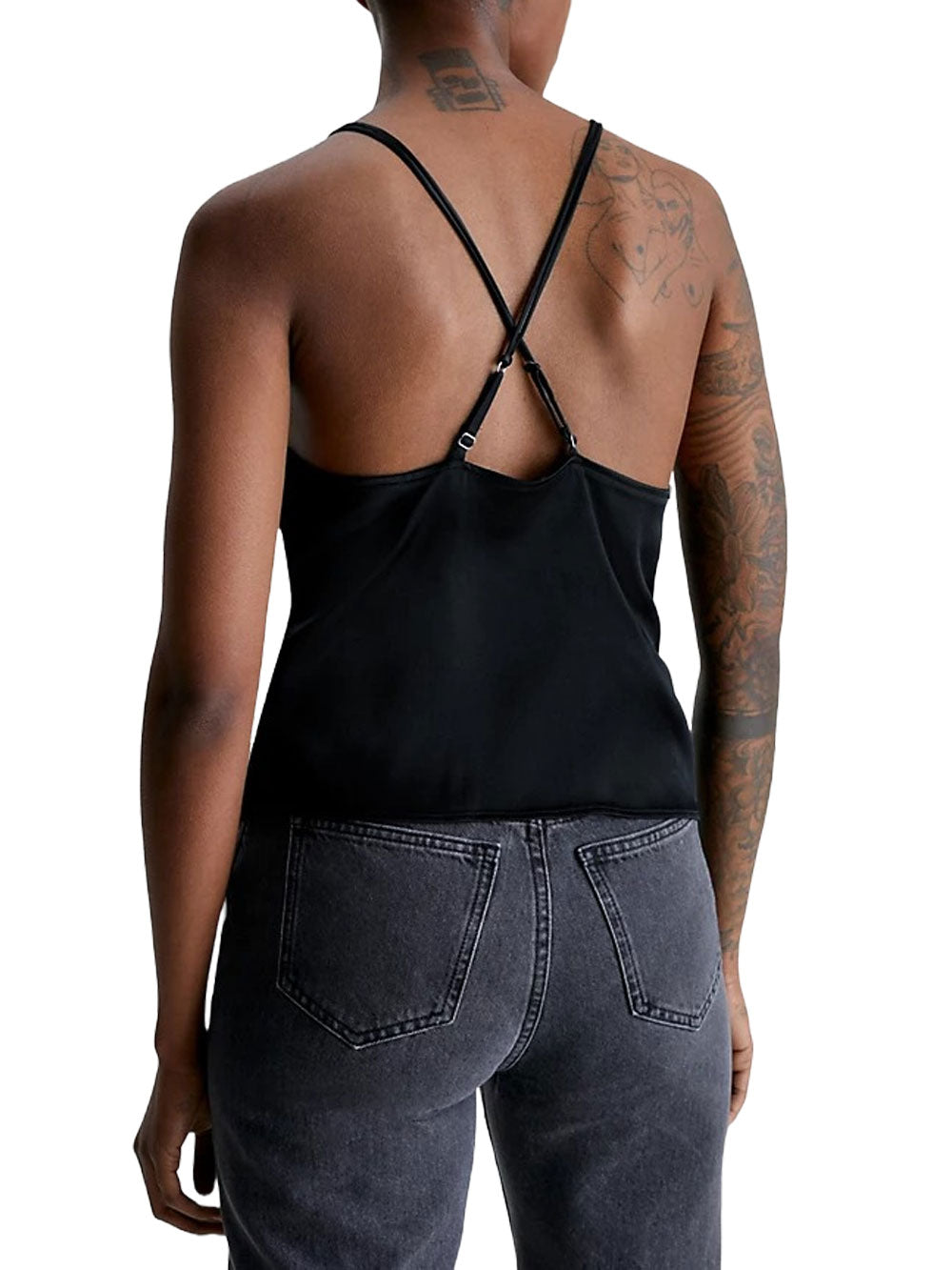 Calvin Klein Top Open Back da Donna Nero