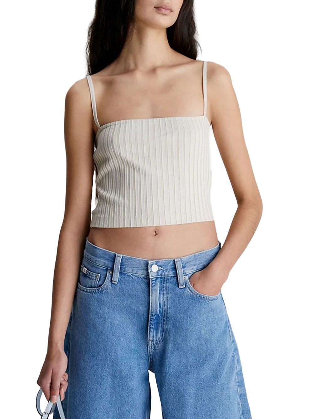 Calvin Klein Top Cropped da Donna Bianco