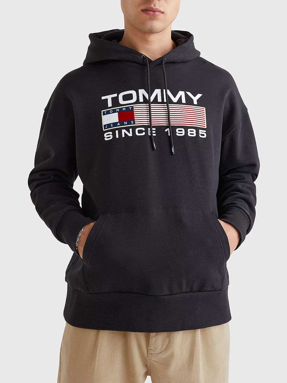 Tommy Hilfiger Felpa Cappuccio da Uomo Nero