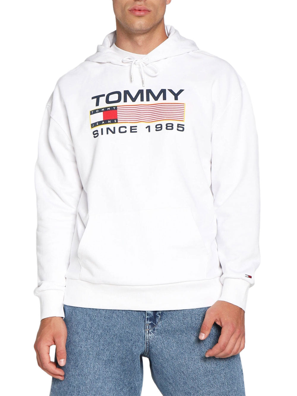 Tommy Hilfiger Felpa Cappuccio da Uomo Bianco