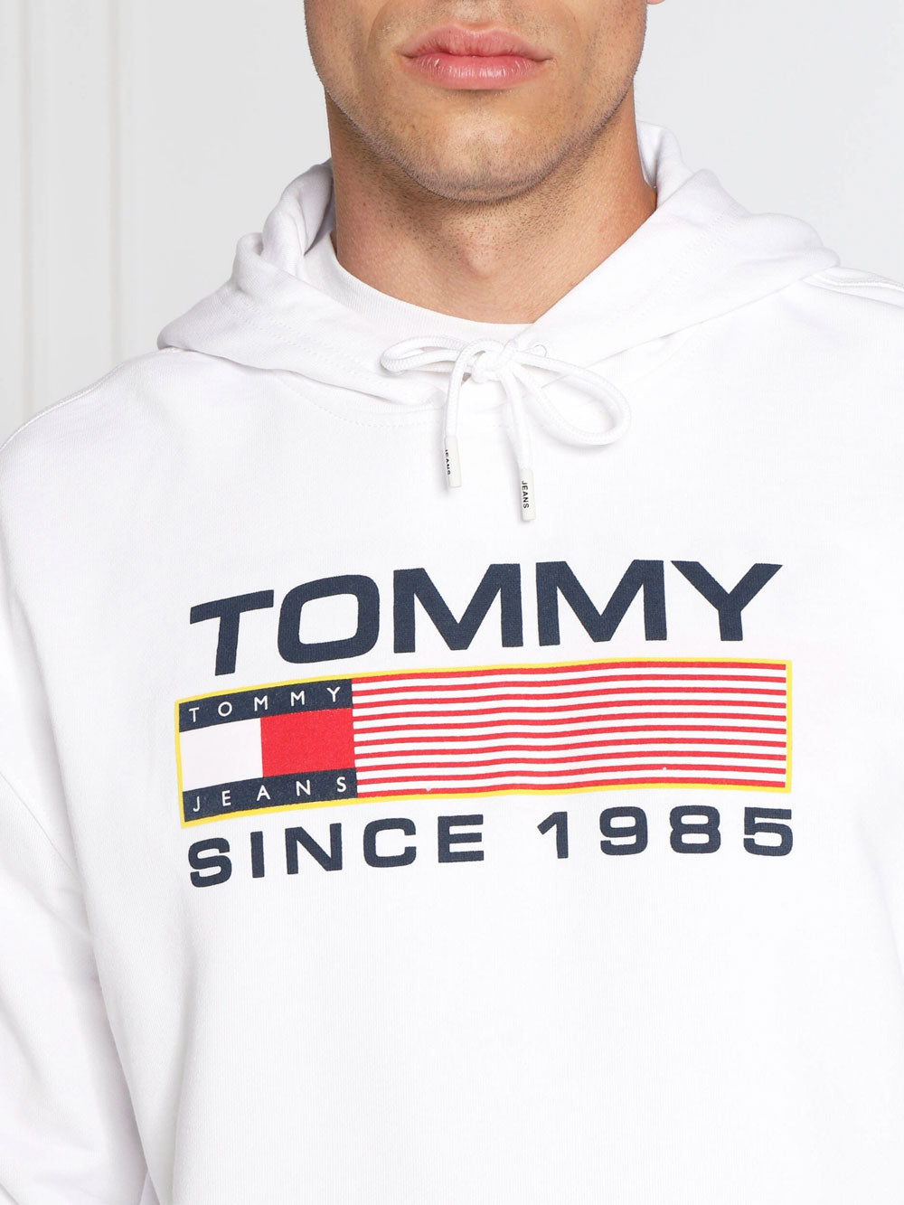 Tommy Hilfiger Felpa Cappuccio da Uomo Bianco