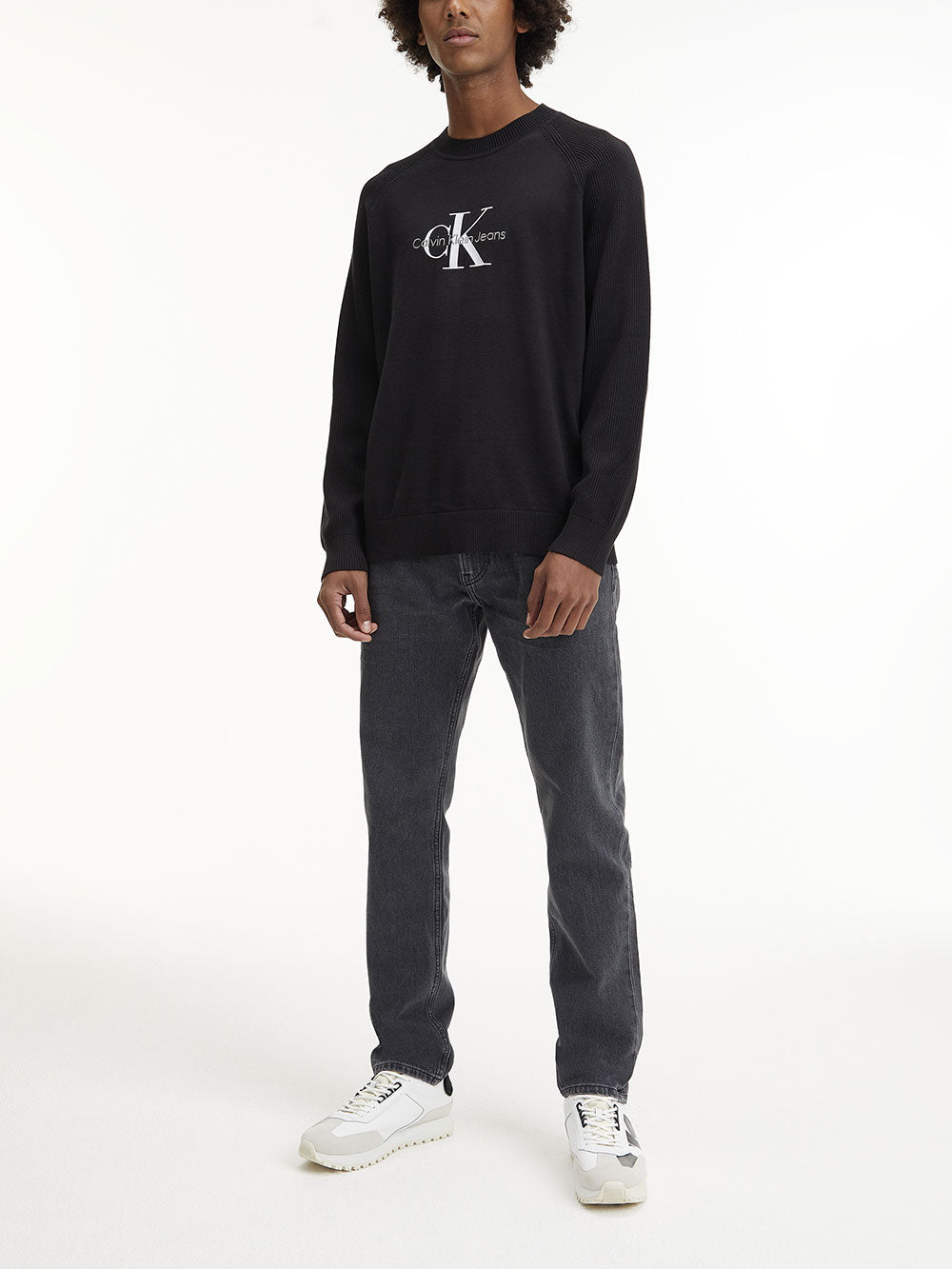 Calvin Klein Felpa Logo Driver Sweater da Uomo - Nero