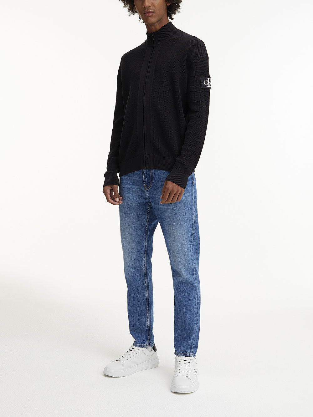 Calvin Klein Felpa Zip Core Badge Sweater da Uomo - Nero