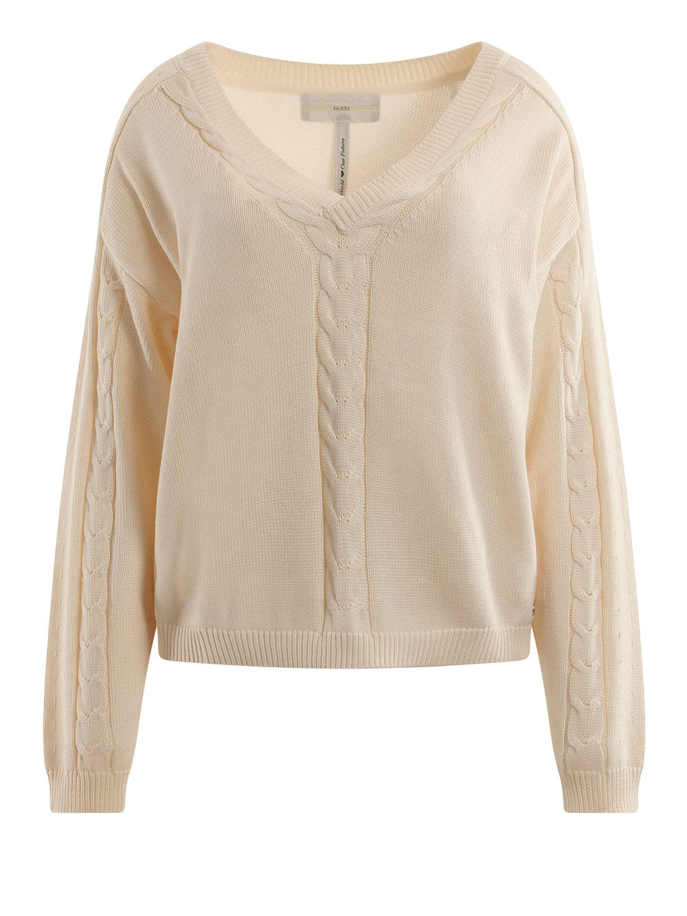 Guess Pullover Vneck Lucie da Donna Modello W3YR14Z2Y41 - Beige