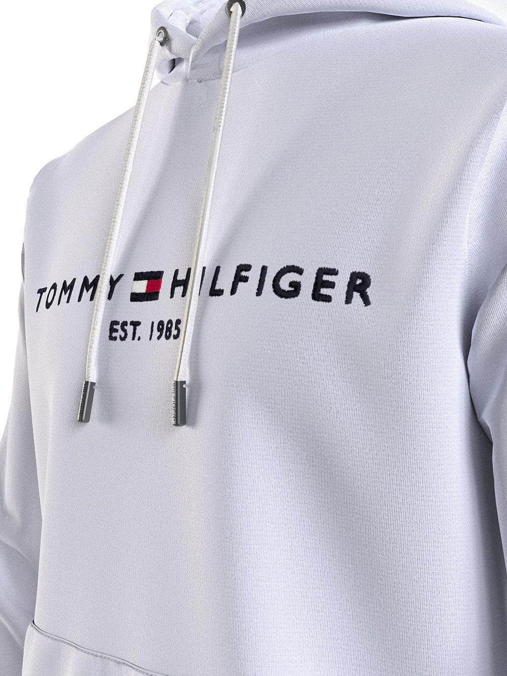 Tommy Hilfiger Felpa Cappuccio Logo Hoody da Uomo - Bianco