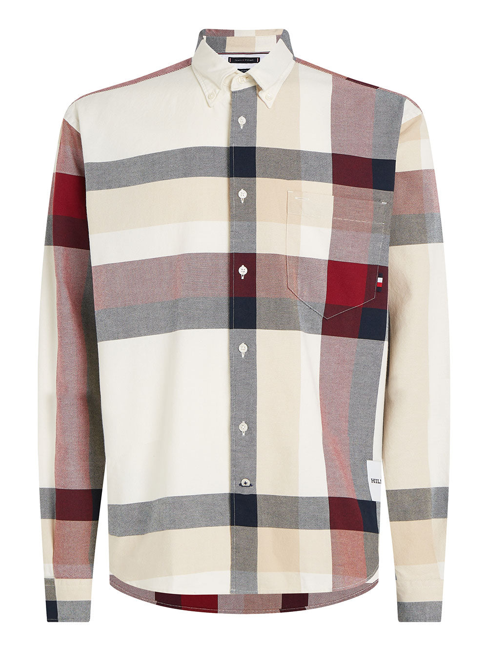 Tommy Hilfiger Camicia Placed Global Stp da Uomo - Avorio